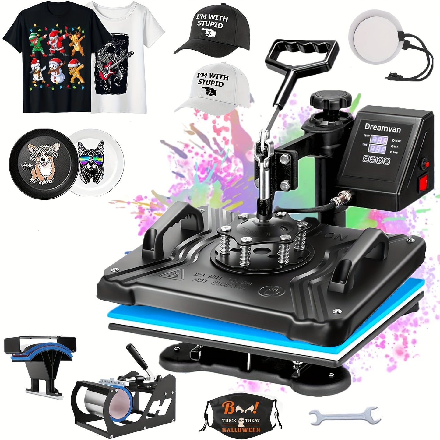 Transferpers – Hittepers – Hittepers Machine – 5-in-1 Heat Press – T-shirt Pers – Aluminium Behuizing – Digitale Temperatuurregeling