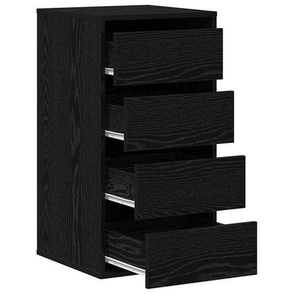 Modern Minimalist Black Oak Wood Storage Cabinet with Lockable Drawers - 40x41x76cm Heavy-Duty Floor-Standing Organizer, Multi-Drawer Chest for Bedroom, Living Room & Office, Easy Assembly, Space-Saving Design, Durable Wood C