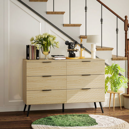 Ladekast – Ladenkast – Dressoir – Commode – Opbergkast – 6 Lades – Anti-Kantel Systeem – Houtnerf Design – 110x40x75 cm