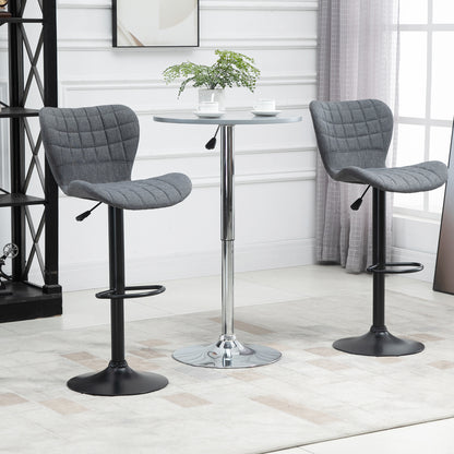 Barkrukken – Barstoelen – Krukken – Hoge Stoelen – Verstelbare Barkrukken – Grijze Fluwelen Bekleding – 360° Draaibaar – Zithoogte Verstelbaar 61-81 cm