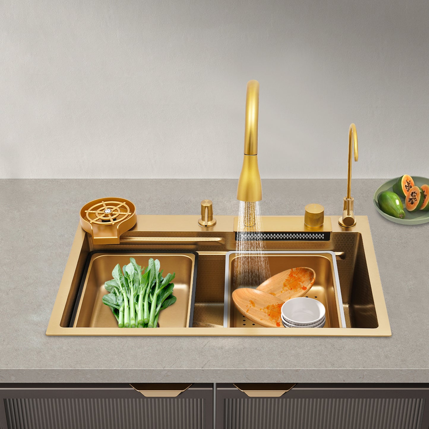 Sink 68cm- Golden, Stainless Steel Golden Rectangular Sink for Kitchens, Restaurants, Cafes, Bars, Hotels