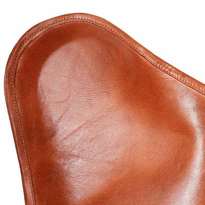 Vlinderstoel – Fauteuil – Lounge Stoel – Relaxstoel – Zitstoel – Modern Bruin – Eenvoudige Montage – Stevig Metalen Frame & Hout