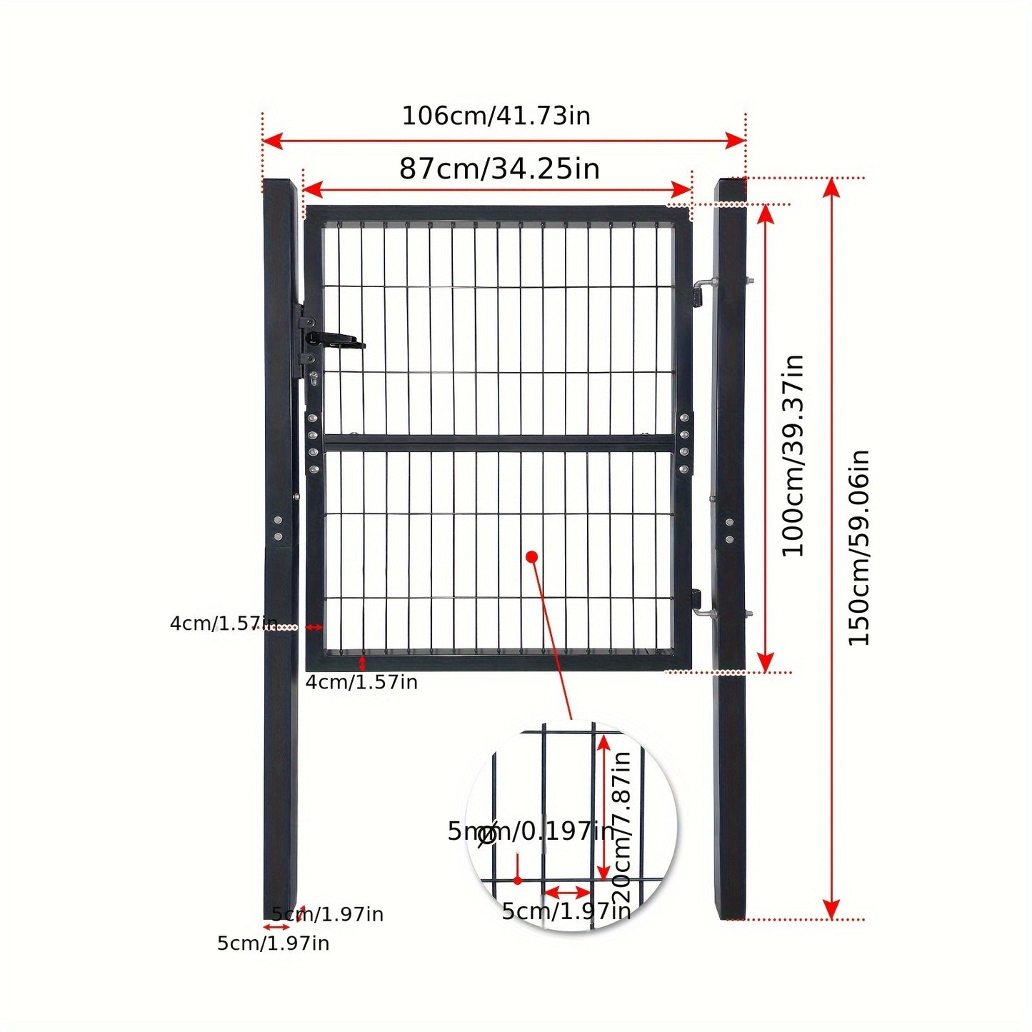 Dubbele Tuinpoort – Tuinafscheiding – Tuinhek – Tuinpoort Met Slot – Tuindeur – Antraciet – Gegalvaniseerd Staal – 100 x 100 cm – Inclusief Slot En Handvatten
