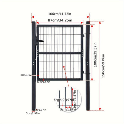 Dubbele Tuinpoort – Tuinafscheiding – Tuinhek – Tuinpoort Met Slot – Tuindeur – Antraciet – Gegalvaniseerd Staal – 100 x 100 cm – Inclusief Slot En Handvatten