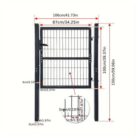 Dubbele Tuinpoort – Tuinafscheiding – Tuinhek – Tuinpoort Met Slot – Tuindeur – Antraciet – Gegalvaniseerd Staal – 100 x 100 cm – Inclusief Slot En Handvatten