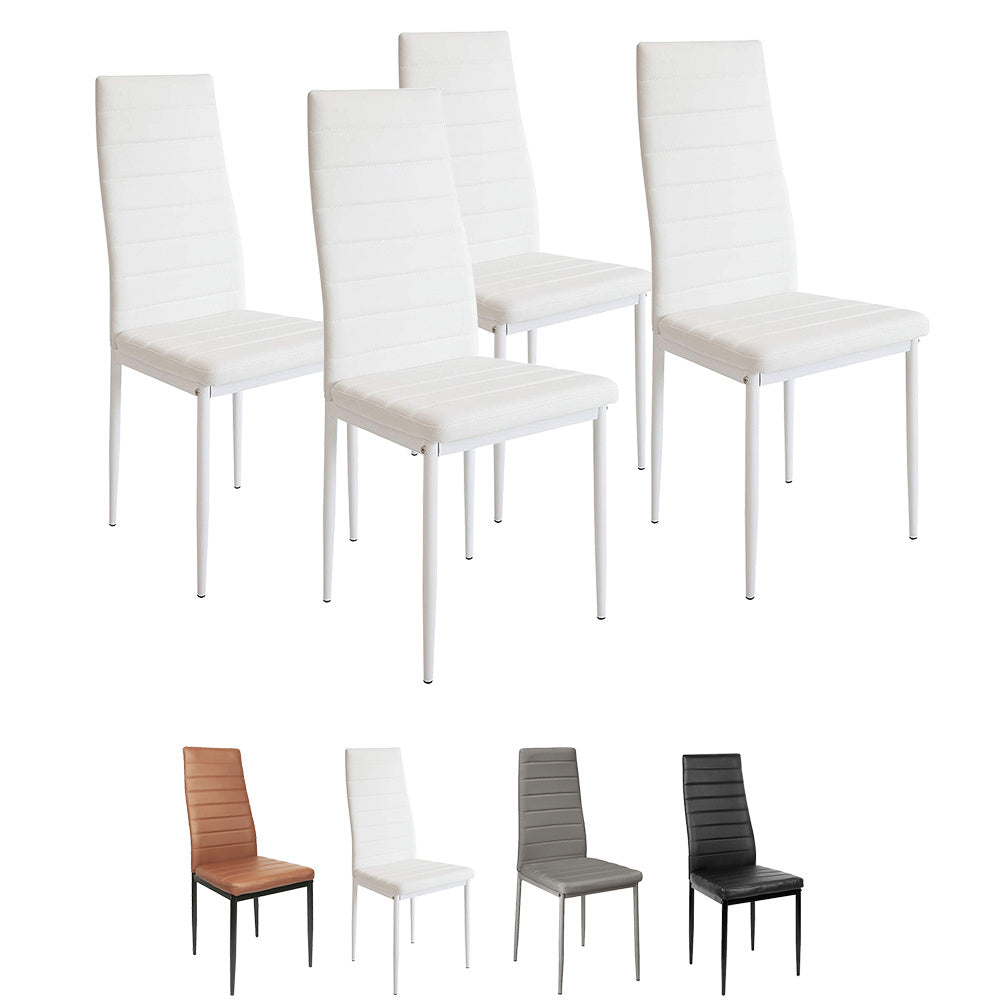 Eetkamerstoelen – Hoge Stoelen – Keukenstoelen – Stijlvolle Stoelen – Minimalistische Stoelen – Set Van 4 – Max. 120 kg Draagvermogen – Onderhoudsvriendelijk Wit