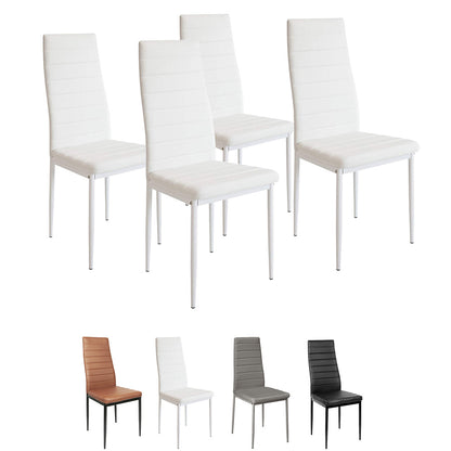 Eetkamerstoelen – Hoge Stoelen – Keukenstoelen – Stijlvolle Stoelen – Minimalistische Stoelen – Set Van 4 – Max. 120 kg Draagvermogen – Onderhoudsvriendelijk Wit