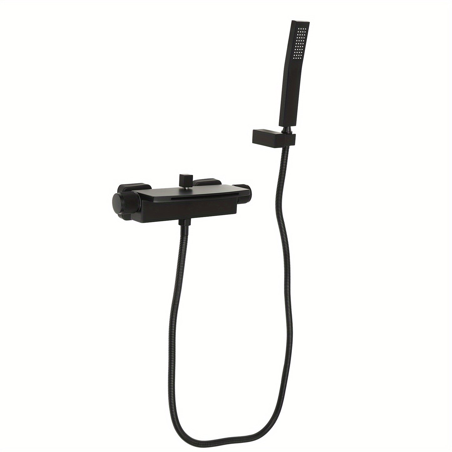 Wandkraan Badkamer – Badkamerkraan – Douchekraan – Badkraan – Waterval Kraan – Mat Zwart – 304 RVS Slang – Handdouche – Verstelbare Warm en Koud Waterregeling