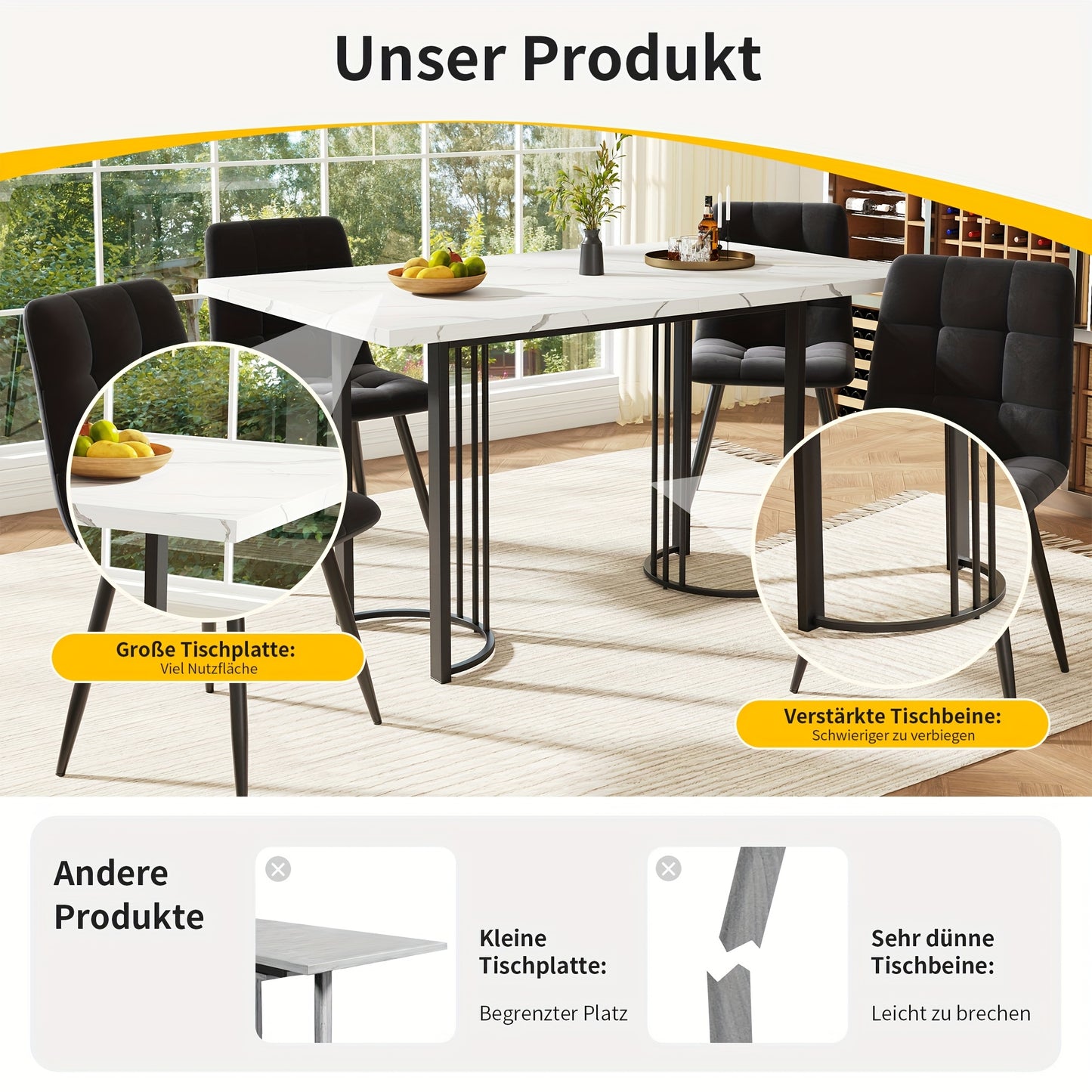 Uitschuifbare Eettafel – Uitklapbare Tafel – Verstelbare Eettafel – Ruimtebesparende Keukentafel – Metaal Houten Tafel – Zwart Wit – Hoogwaardig Hardhout – Stevig Metaal