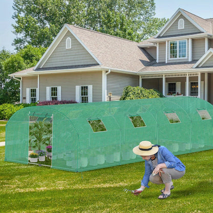 NAIZY Durable HDPE+LDPE Greenhouse with Arched Roof & Ventilation Windows - Weather-Resistant Plastic Tomato Greenhouse for Easy Gardening and Plant Care, Greenhouse for Hom