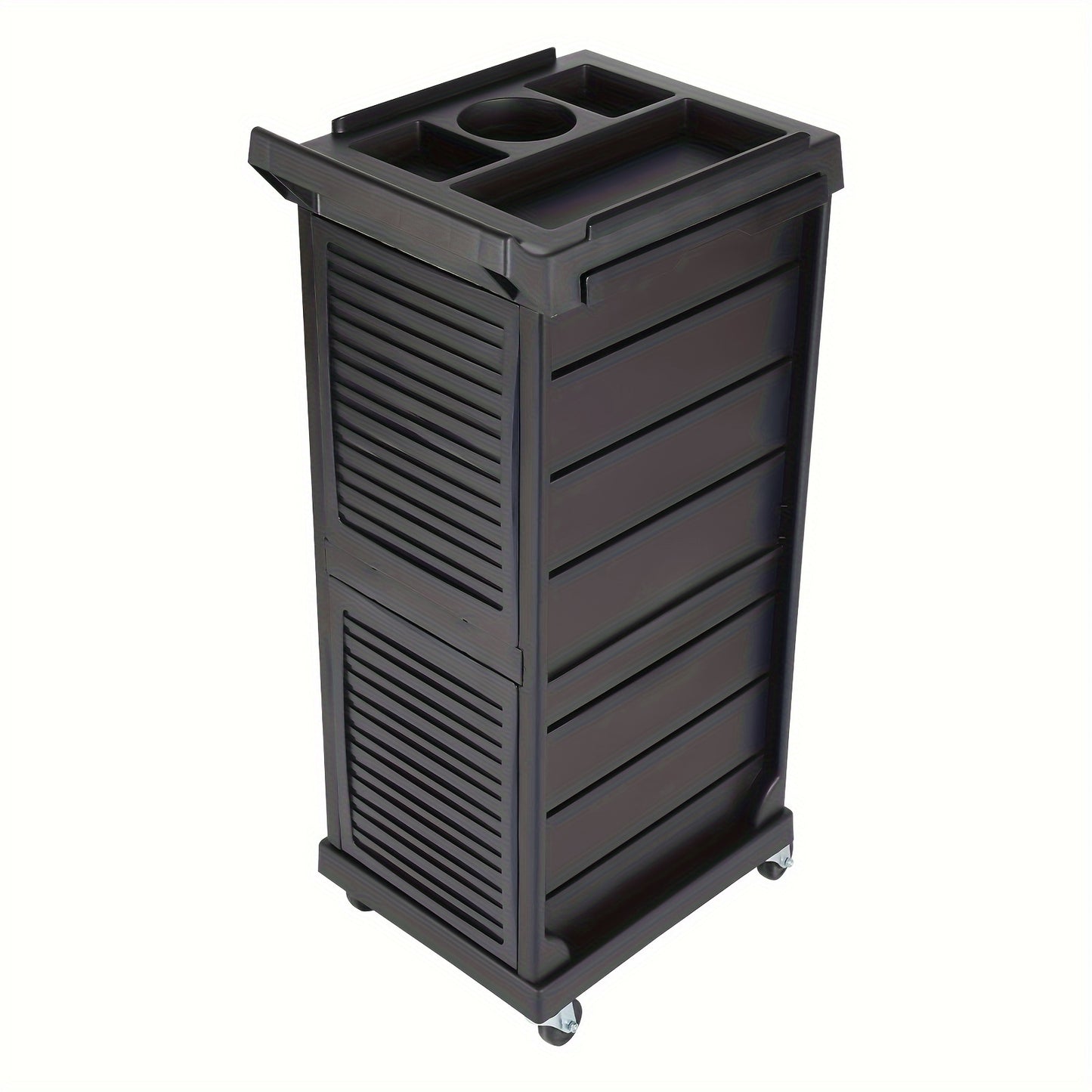 Opbergtrolley – Salonwagen – Beauty Trolley – Kapperswagen – Rollcontainer – Mobiel en Stabiel – 7 Niveaus Opbergruimte – Zwart Kunststof
