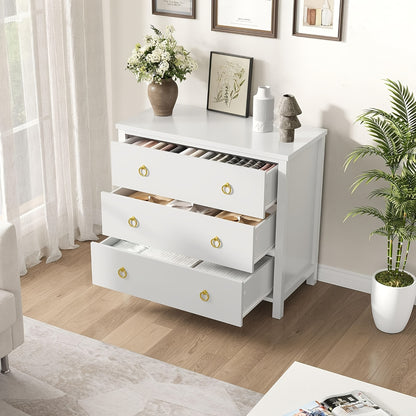Modern 3-Drawer Dresser - Tall Freestanding Chest of Drawers with Non-Wood Storage Cabinet, Easy Assembly, Space-Saving Vertical Organizer Suitable for Bedroom, Living Room, Hallway - 80.01cm Wide 3.2+ Cubic Feet