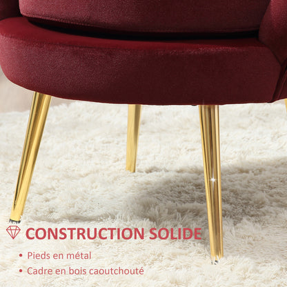Velvet Stoel – Fauteuil – Kuipstoel – Eetkamerstoel – Armstoel – Fluwelen Bekleding – Gouden Metalen Poten – Compact 76x67x74 cm