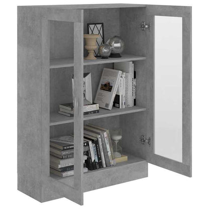 Modern Freestanding Display Cabinet with Doors & Shelves - Concrete Gray Wood Construction, 81.53cmH x 82.55cmW x 114.55cmD Storage Cabinet, 3.2 Cu Ft Capacity, Sturdy Floor Cabinet for Living Room, Home Office, Entryway - Ea