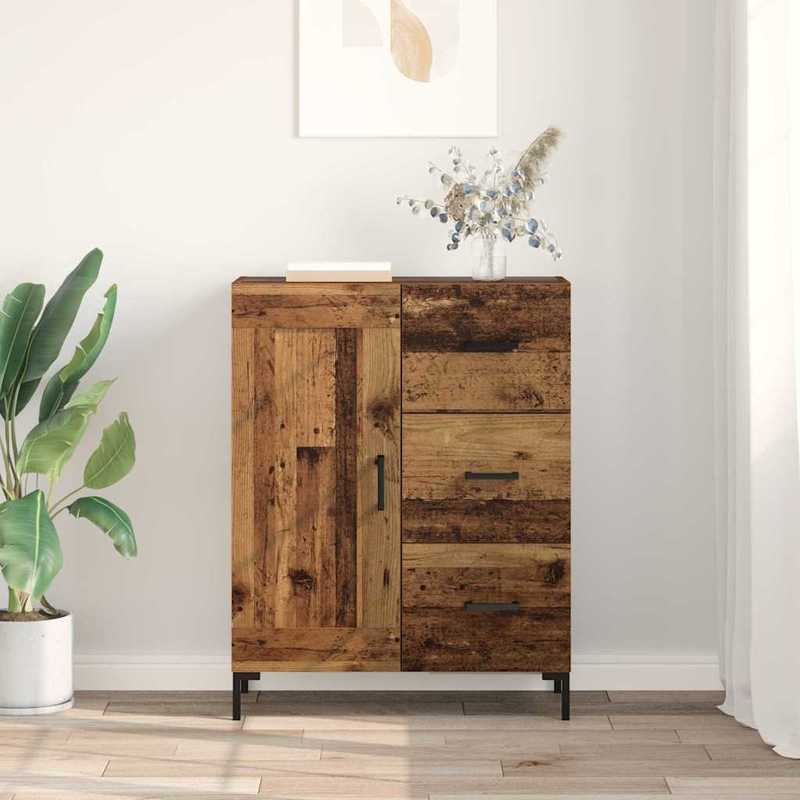 Modern Aged Wood Sideboard with Drawer - Engineered Wood Cabinet (69.5x34x90cm) | Particle Board, Frame | Freestanding Storage Furniture for, Dining Room, Entryway | Classic Contemporary Design for small to