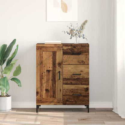 Modern Aged Wood Sideboard with Drawer - Engineered Wood Cabinet (69.5x34x90cm) | Particle Board, Frame | Freestanding Storage Furniture for, Dining Room, Entryway | Classic Contemporary Design for small to