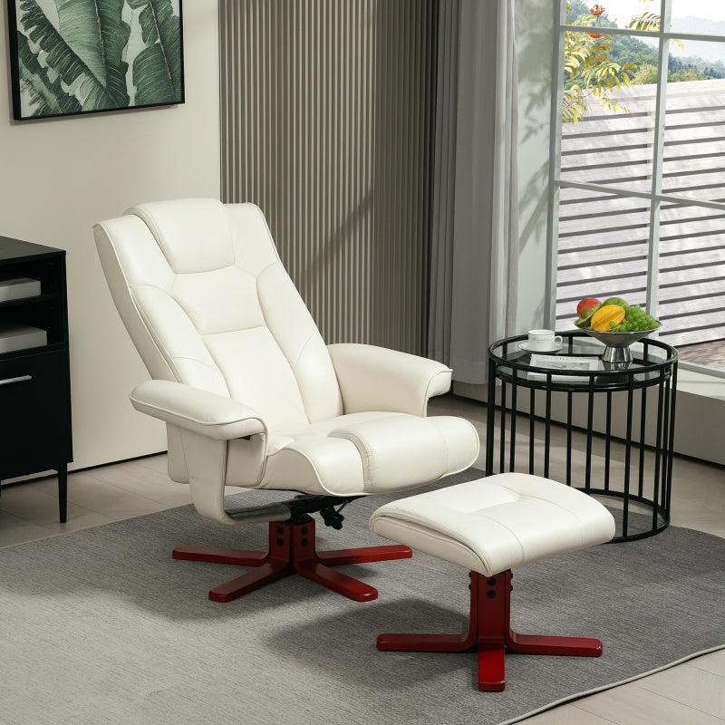 Schommelstoel – Relaxstoel – Fauteuil – Loungestoel – Wipstoel – Verstelbare Rugleuning – Synthetisch Leer Crème Wit