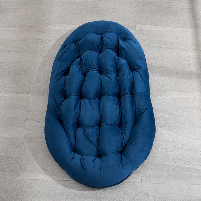 Rattan Lounge Schommelstoel – Loungestoel – Schommelstoel – Tuinstoel – Veranda Stoel – Marineblauw – Handgeweven Synthetisch Rattan – Stevig Gepoedercoat Stalen Frame