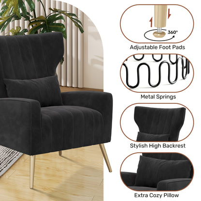 Fauteuil – Lounge Stoel – Relaxstoel – Zetel – Armstoel – Velvet Bekleding – Gouden Metalen Poten – Stevig Frame – Gemakkelijk Schoon Te Maken