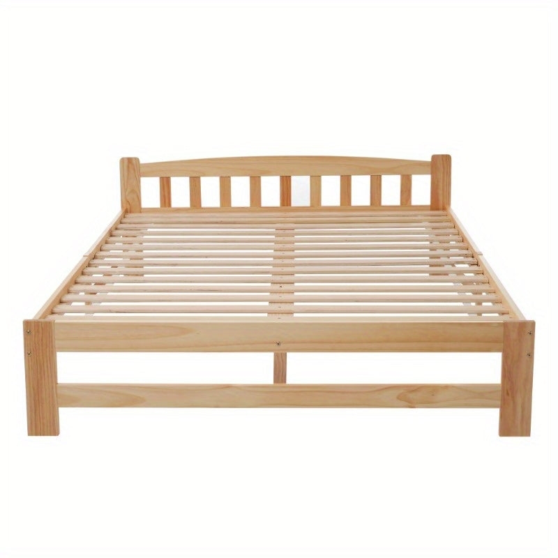 Houten Tweepersoonsbed – Bedframe – Slaapbank – Ledikant – Bedombouw – 140x200 cm – Modern Minimalistisch Design – Hoogwaardige Natuurlijke Houtafwerking