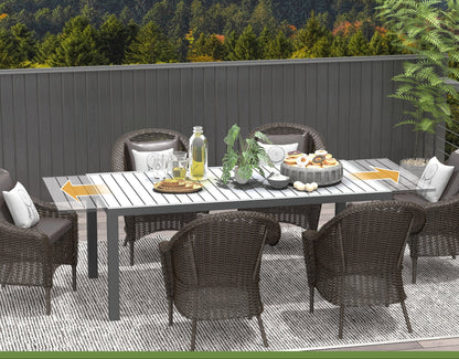 Uitbreidbare Aluminium Tuintafel – Tuinset Tafel – Uitschuifbare Eettafel – Terrastafel – Buiten Tafel – Donkergrijs – 180-240 cm Lengte – Weerbestendig Thermisch Gelakt