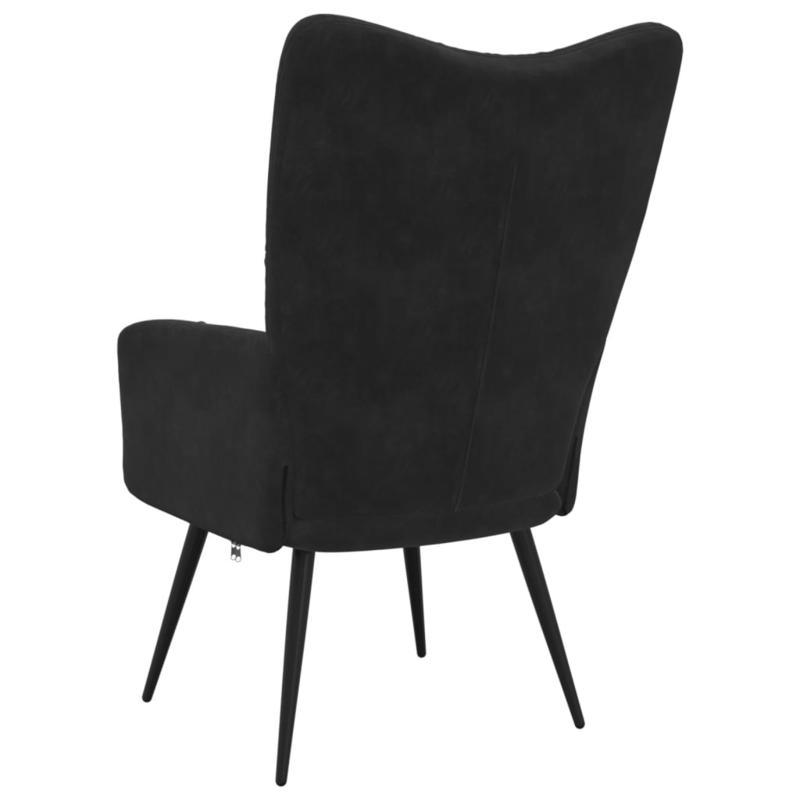 Zwarte Velvet Relaxfauteuil – Lounge Stoel – Chaise Lounge – Armstoel – Fauteuil – Ergonomisch Vouwmechanisme – Luxe Zachte Bekleding