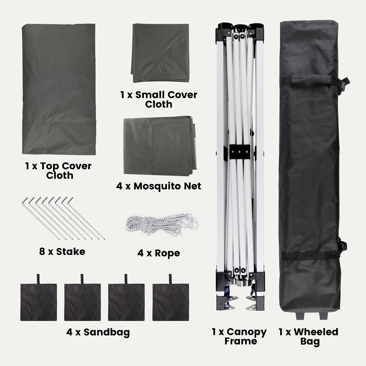 Partytent – Tuinpaviljoen – Paviljoen – Easy-Up Tent – Vouwtent – 3,35x3,35 m – Waterdicht Met Muskietennet – Verstelbare Hoogte – UV-Bescherming – Inclusief Draagtas