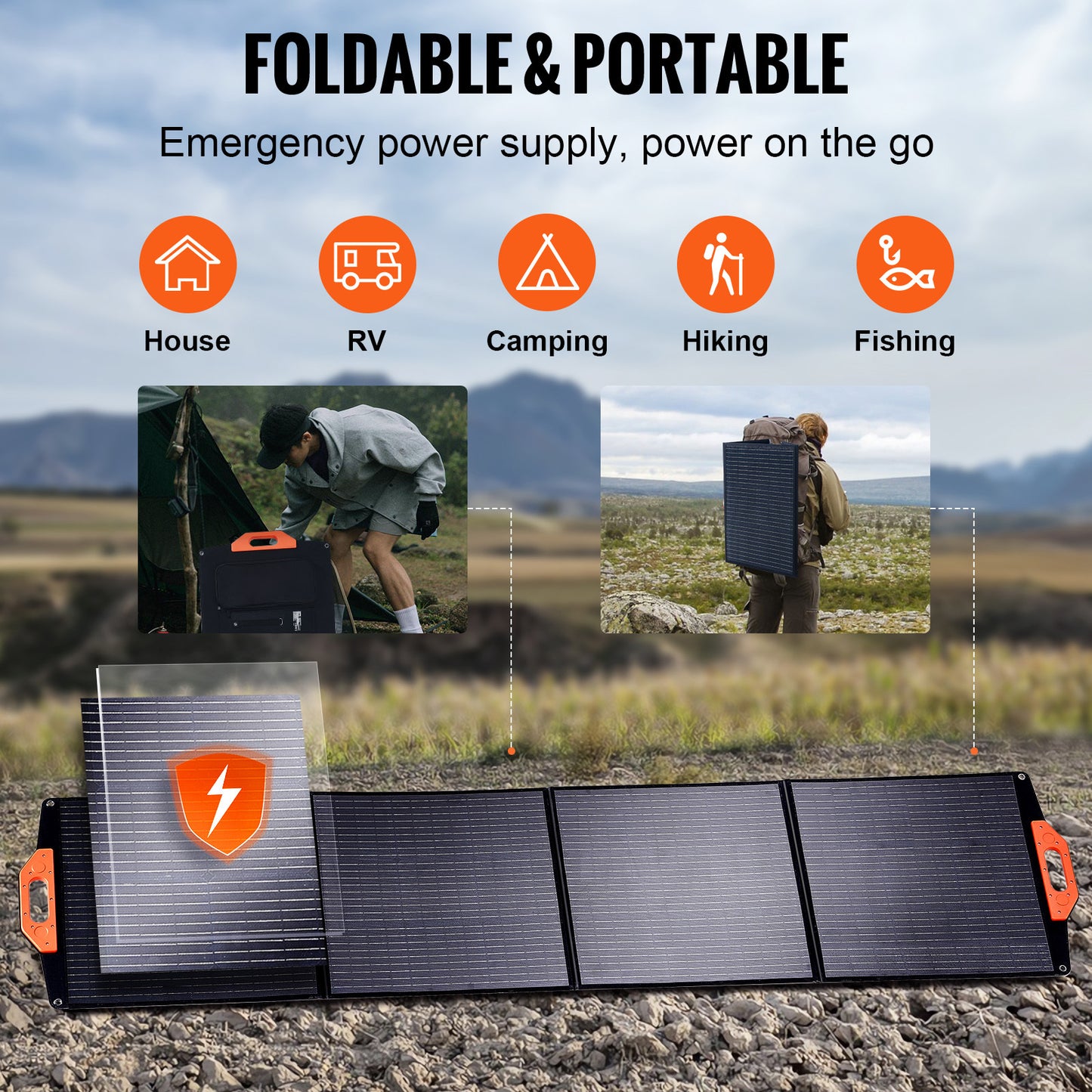 Draagbaar Zonnepaneel – Mobiel Zonnepaneel – Opvouwbaar Zonnepaneel – Solar Paneel – 200W Vermogen – Monokristallijn – Weerbestendig - QUORE