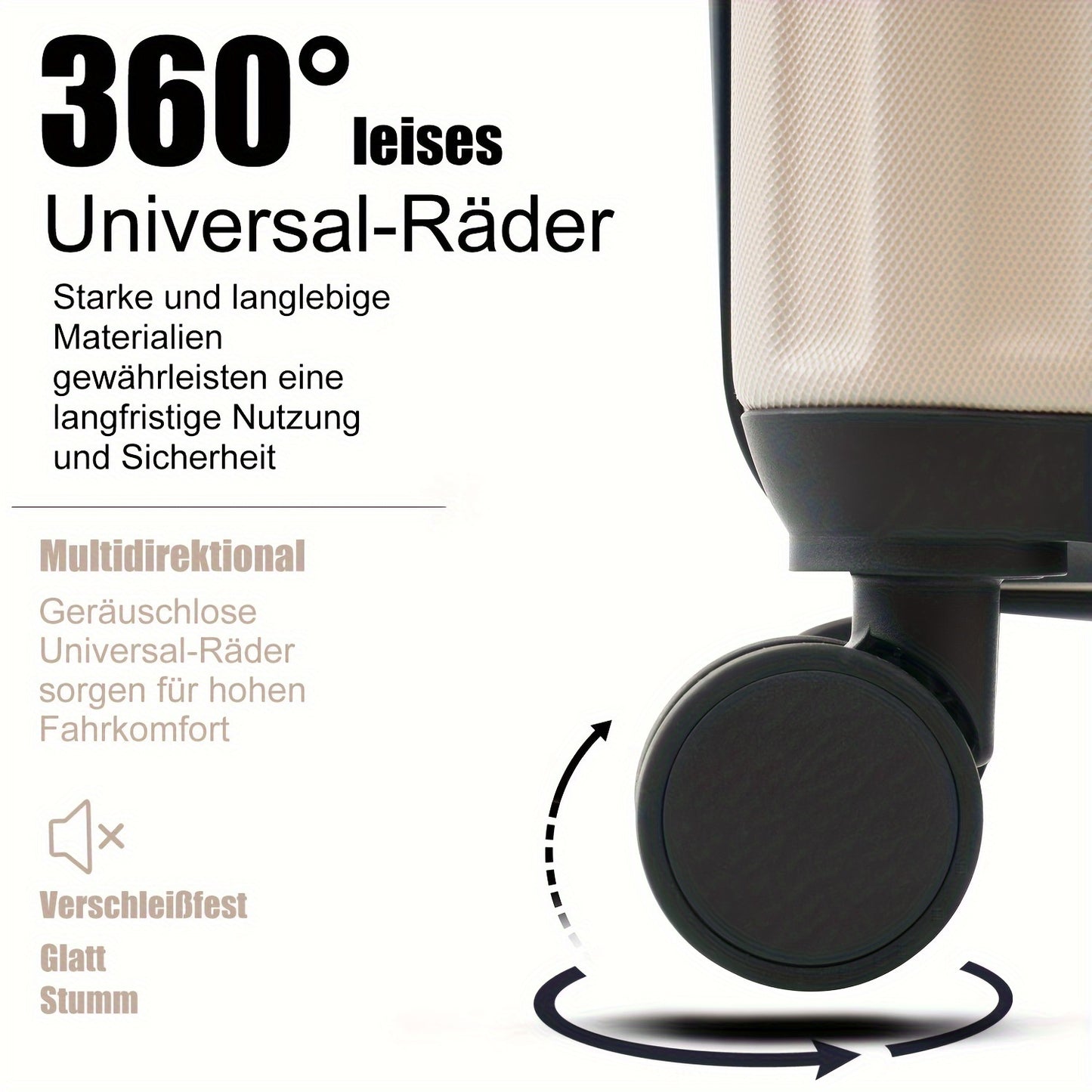 Kofferset – Reiskoffer Set – Hard-shell Koffer – Spinner Koffer – Bagage Set – Beige – 4-delige Set S-M-L-XL – ABS Materiaal – TSA Cijferslot