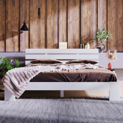 Tweepersoonsbed – Bed – Bedframe – Slaapbed – Logeerbed – Massief Houten Frame – 140x200 cm – Eenvoudige Montage – Compact Ontwerp