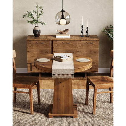 Ronde Eettafel – Kleine Tafel – Keukentafel – Bistrotafel – Tafel Voor 2 Personen – 80 cm Diameter – MDF Houtnerf Afwerking – Modern Farmhouse Design