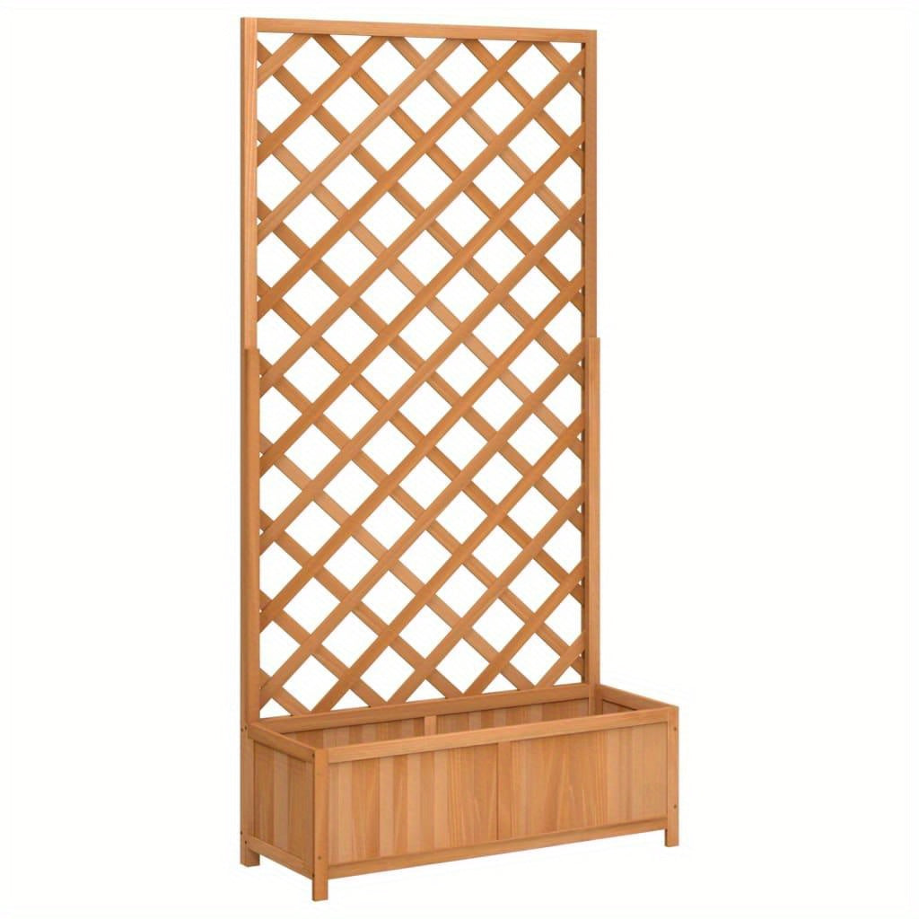 Houten Plantenbak – Bloembak – Tuinbak – Balkonbak – Kweekbak – Massief Vurenhout – 90x35x180 cm – Klimrek Stevig