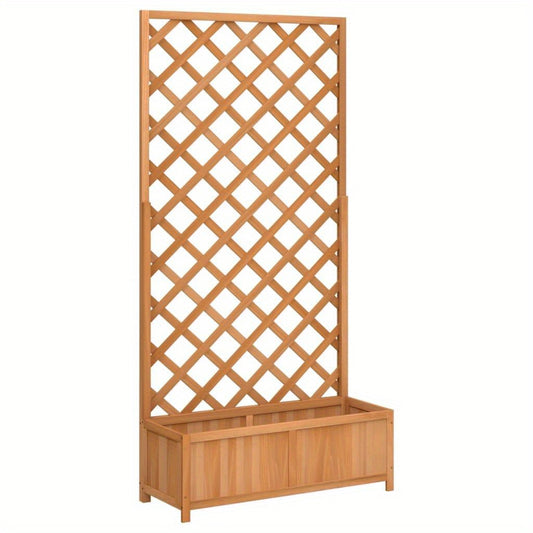 Houten Plantenbak – Bloembak – Tuinbak – Balkonbak – Kweekbak – Massief Vurenhout – 90x35x180 cm – Klimrek Stevig