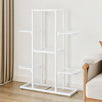 Plantenstandaard – Plantenrek – Bloemenrek – Plantenhouder – Plantenbak – 5-laags Wit Metaal – Ruimtebesparend Ontwerp – Antislip Hoekbeschermers