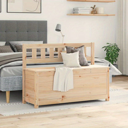Modern Solid Pine Bench with Storage - 104.14cmW x 44.45cmD x 76.2cmH - Light Wood Finish, Versatile Shoe Rack or Living Room Ottoman