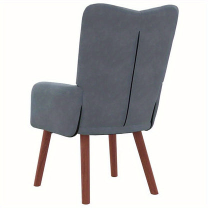 Fauteuil – Accentstoel – Relaxfauteuil – Leesstoel – Loungefauteuil – Donkergrijs Fluweel – Massief Houten Frame – Handmatige Verstelbare Rugleuning