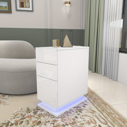 Nachtkastje – Bedside Table – Nachtkast – Opbergkastje – Slaapkamerkastje – Wit – 3 Lades – Compact Ontwerp Onder 68,5 cm – Duurzaam Hardhout