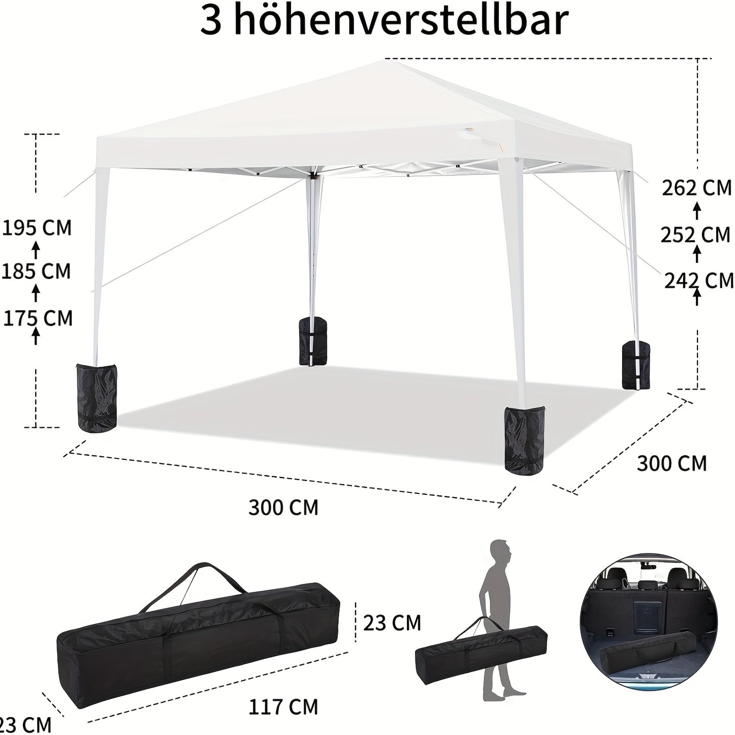 3x3m Easy to Set Up Up Upgraded Pop Up Tent, Portable, Made Of New Material, Suitable for Outdoor Use, Camping Fair Holiday Halloween Events