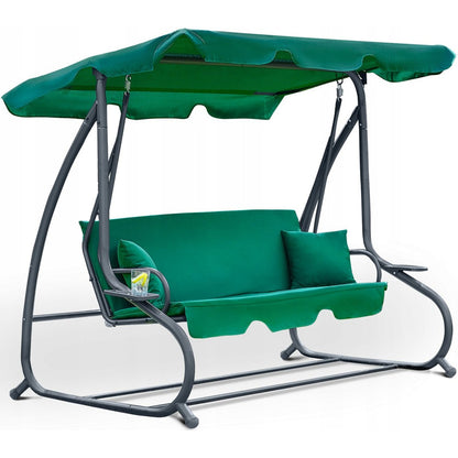 Tuinbankje – Tuinschommel – Buitenbank – 3-Persoons Tuinbank – Schommelbank – Inklapbaar – Stevig Gepoedercoat Stalen Frame