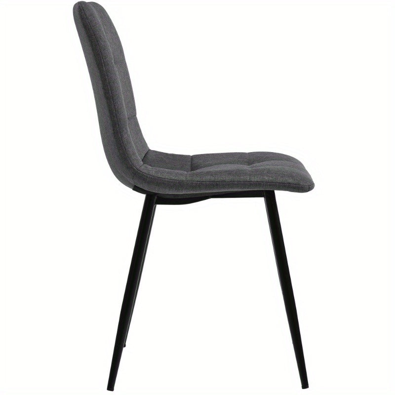 Eetkamerset – Eettafel Set – Keukentafel Met Stoelen – Diningset – Tafel Met Stoelen – 120x70 cm Matzwart Metaal – Donkergrijze Linnen Bekleding