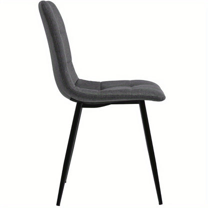 Eetkamerset – Eettafel Set – Keukentafel Met Stoelen – Diningset – Tafel Met Stoelen – 120x70 cm Matzwart Metaal – Donkergrijze Linnen Bekleding