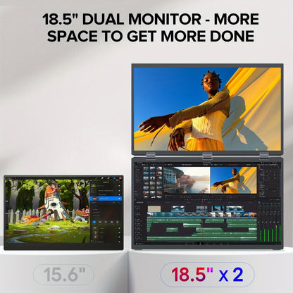 Draagbare Monitor – Tweede Scherm – Laptop Display – Extern Scherm – USB-C Monitor – 18,5 Inch – 100Hz Refresh Rate – Full HD 1920x1080 Resolutie – 360° Draaibaar & VESA Compatibel