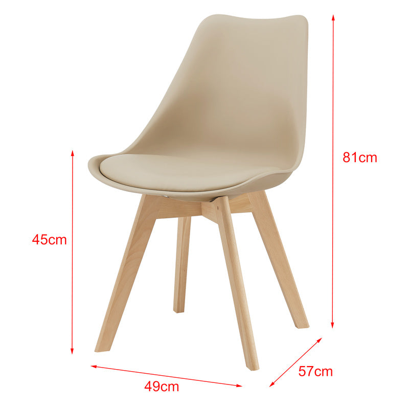Eetkamerstoel – Keukenstoel – Woonkamerstoel – Eettafelstoel – Stoel – Set van 6 – PU Kunstleer Bekleding – Massief Beukenhouten Frame