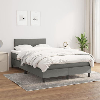 Boxspring Bed – Logeerbed – Slaapbed – Studio Bed – Twijfelaar – Donkergrijs Stof – Laag En Ruimtebesparend – Stevig Houten Frame Fire Retardant