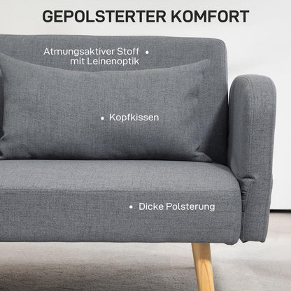 Bankbed – 3-zits Slaapbank – Logeerbed – Bedbank – 2-persoonsbed – Houten Frame – Draagkracht 240 kg – Afmeting 170x83x80 cm