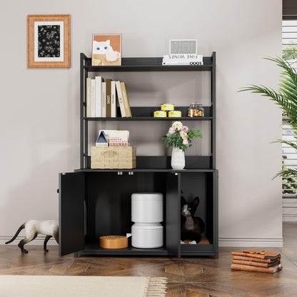 Kattenbakkast – Kattenhuis – Kattenbakmeubel – Kattenbak Ombouw – Kattenbak Cabinet – Wit – Dubbele Deuren – Ventilatiesysteem – Ruime Binnenafmetingen – Eenvoudig Schoon Te Maken