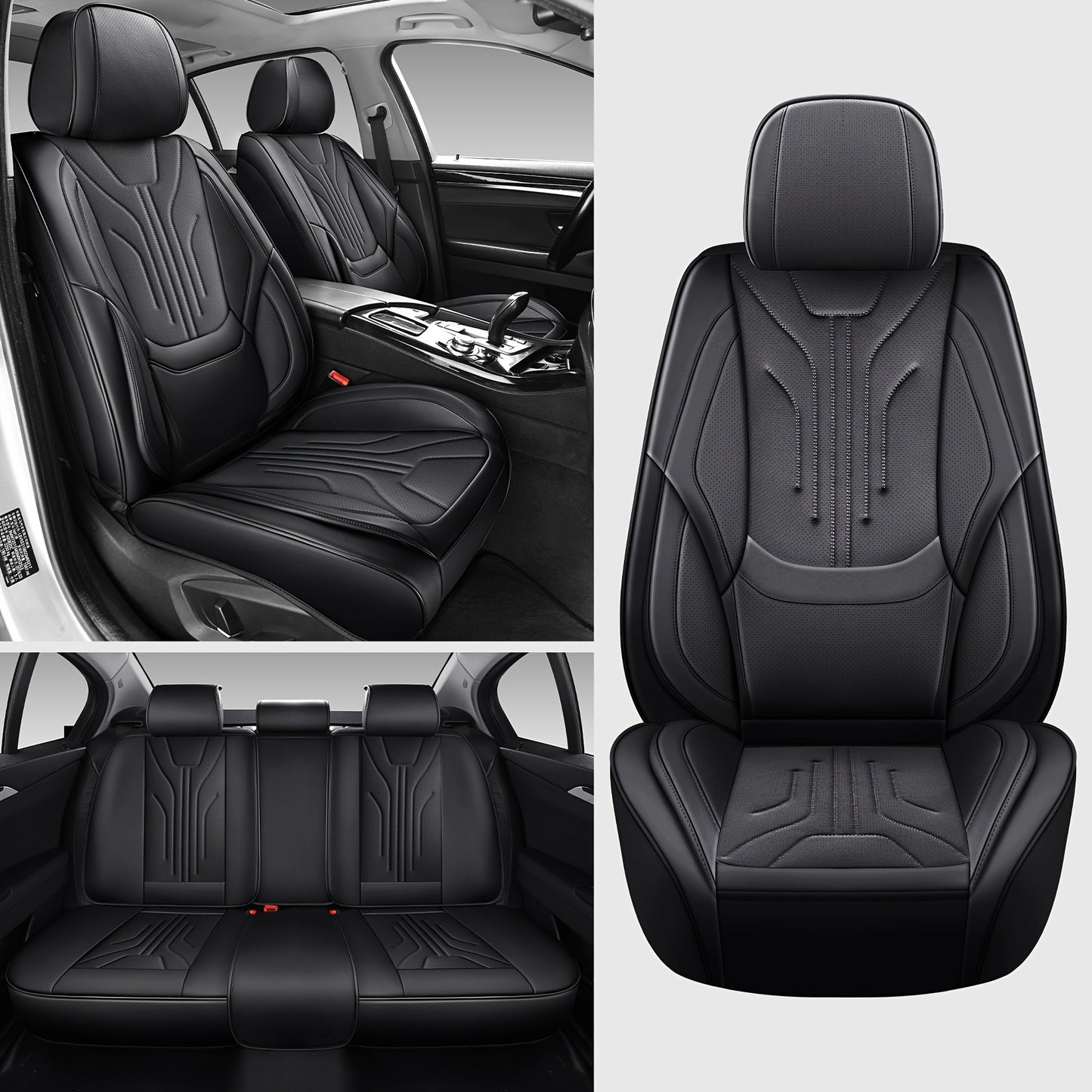 Autostoelhoezen – Stoelhoezen Auto – Zitbekleding Auto – Autostoel Bekleding – Universele Autostoelhoes Zwart – PU Leer – Comfortabele Sponsvulling – Eenvoudig Schoon Te Maken