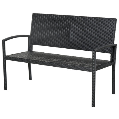 Tuinbank – Buitenbank – Tuinmeubel – Loungebank – Balkonbank – Zwart – Voor 2 Personen – Weerbestendig Epoxy Stalen Frame