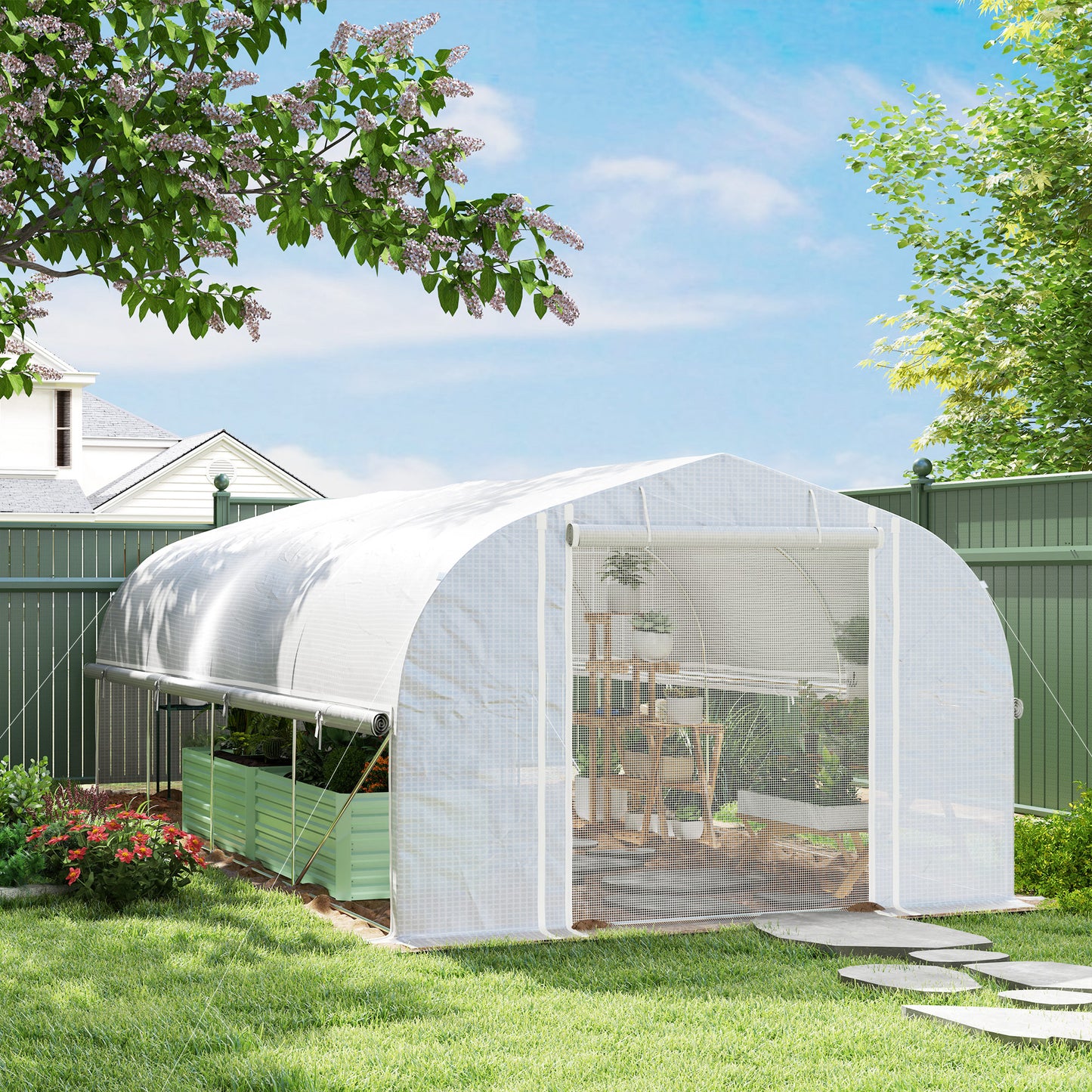 Walk-In Kas – Tuinkas – Groentekas – Kweekkas – Serre – 6x3x2 Meter – 8 Ramen Met Insectengaas – Gegalvaniseerd Stalen Frame