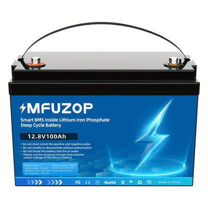 12V LiFePO4 Accu – Zonne-accu – Deep Cycle Batterij – Camperaccu – Bootaccu – Ingebouwd BMS – 100Ah Capaciteit – Robuuste Gouden Behuizing
